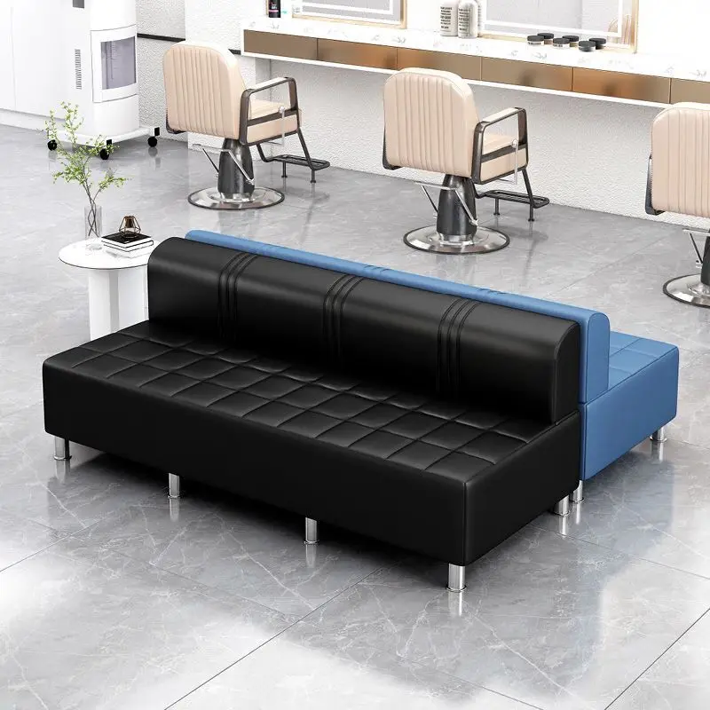 Modern Modular Bench Stool with Backrest, Easy 2-Step Assembly, for Home Kitchen Cafe Lounge, Black Blue Orange