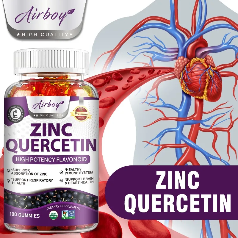 Zinc Quercetin Gummies - Antioxidant,Support Cellular & Overall Health,Promotes Blood Circulation,Supports Cardiovascular Health