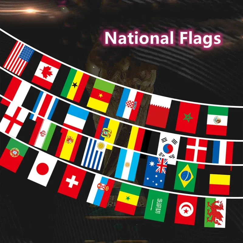 National Flags String Club Bar Decoration 14x21cm Bar Party Hanging Flags Banners European Football Basketball League Parade