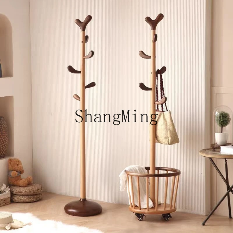 

FG children's hanger floor removable bedroom solid wood coat rack multi-functional indoor hanger