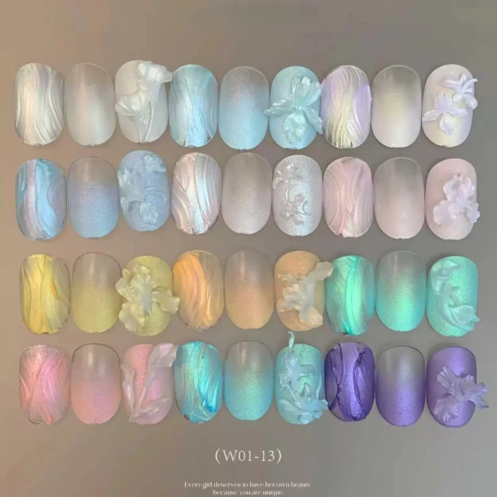 12Colors Aurora Mermaid Texture Modeling Gel 3D Carving Drawing Design Creative Nail Art UV/LED Gel Varnishes All For Manicure