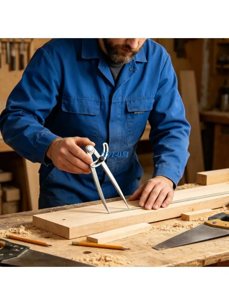 E15A Wing Divider Marking Tool, Steel Layout Divider with Adjustable Locking Arm for Leather Line Work and Workshop Layout