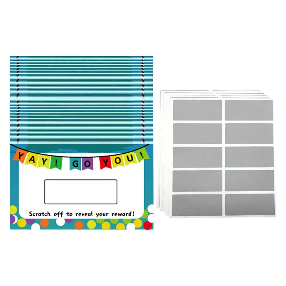 50 Sheets Scratch Off Cards for Kids DIY Scratch Off Tickets Blank Cardstock for School Supplies Teachers Rewards Student