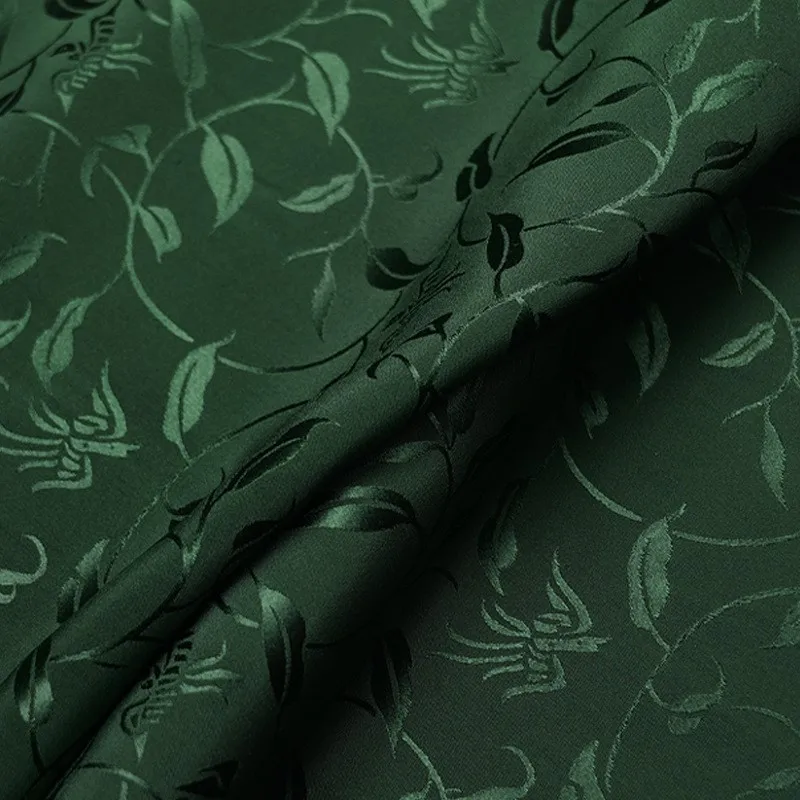 New Chinese-style Hanfu cheongsam and waistcoat fabric with branch leaf patterns pure silk