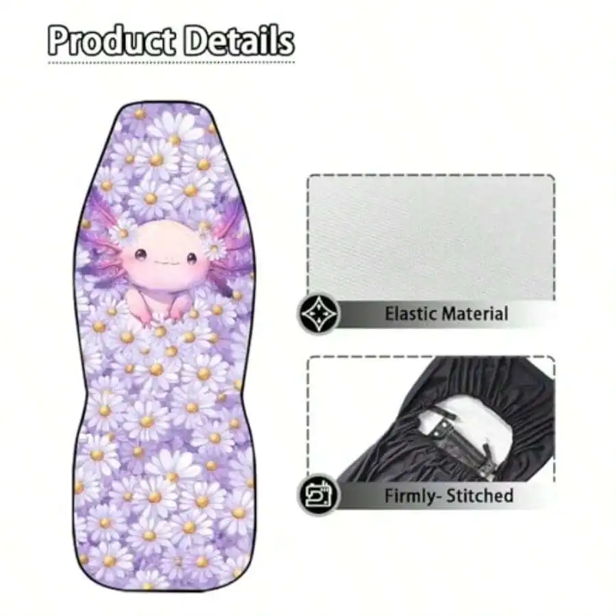 

Purple Daisy Print Car Seat Cover For Women Universal Front Seat Protector SUV Truck Interior Decor