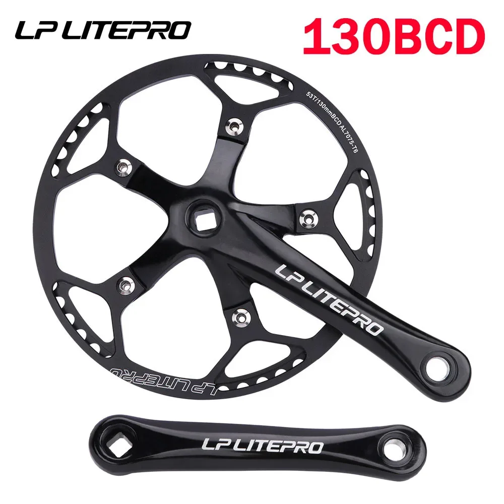 Litepro Square Connecting Rods Crankset 130 BCD Chainring 45T 47T 53T 56T 58T Bicycle Crank and Chainwheel for Gravel Road Bike