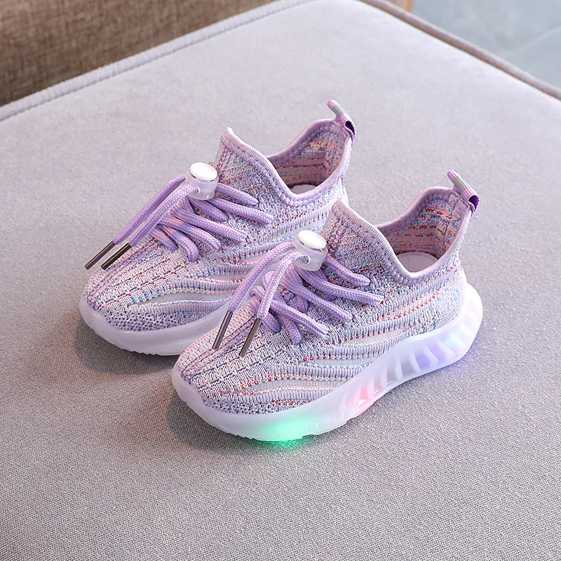 Children Glowing Sneakers Breathable Mesh Shoes Boys Girls With Light Up Sole Kids LED Luminous Shoes Antiskid Child Sneaker