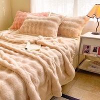 High-grade Faux Rabbit Fur Blanket Autumn Winter Soft Thick Warm Sofa Blanket Bedroom Bedding Nap Blanket Home Decor