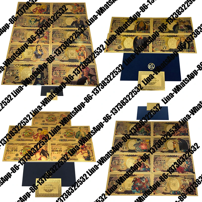 OP We Have More Anime Gold Banknotes Beautiful 27 Designs 1 Piece Manga Gold Banknotes for Kid Fans Collection