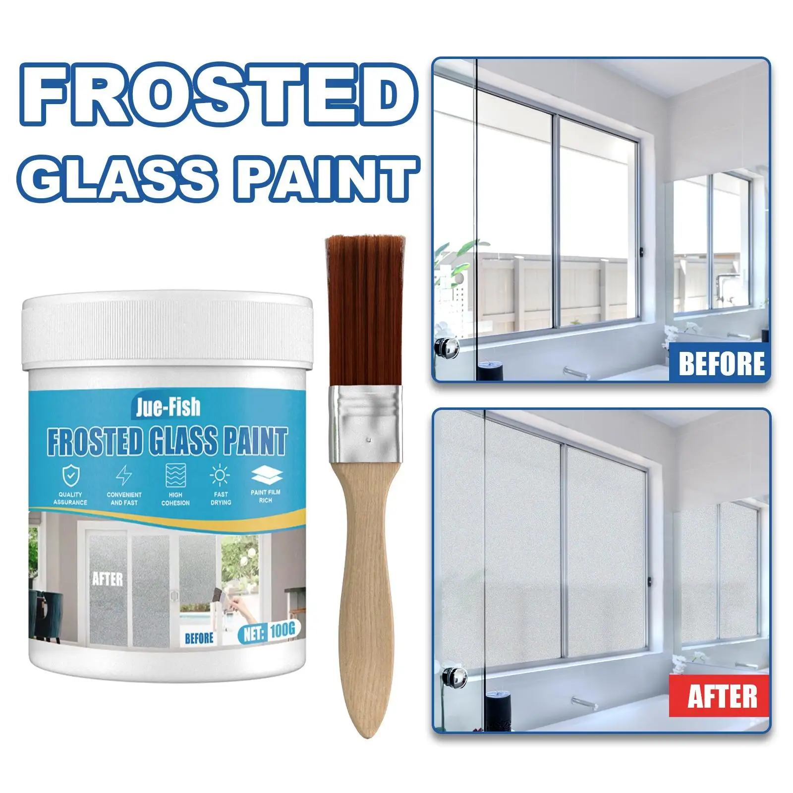 Frosted Glass Film Paint, Waterproof Sun Blocking Glass Decoration Frosting Paint Strong Adhesion Doors Skylights