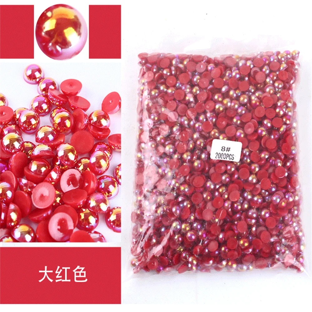 Multi-size all colours AB Half Round Pearl Bead FlatBack Scrapbook Beads For Jewelry Making Craft Pearls Clothing Accessories