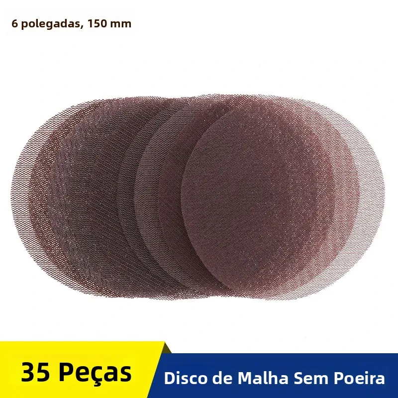 20/35 pces 6 Polegada discos de lixa de malha 150mm gancho & loop 80-600 grão livre de poeira lixadeira líquida anti-bloqueio lixa para carro de madeira