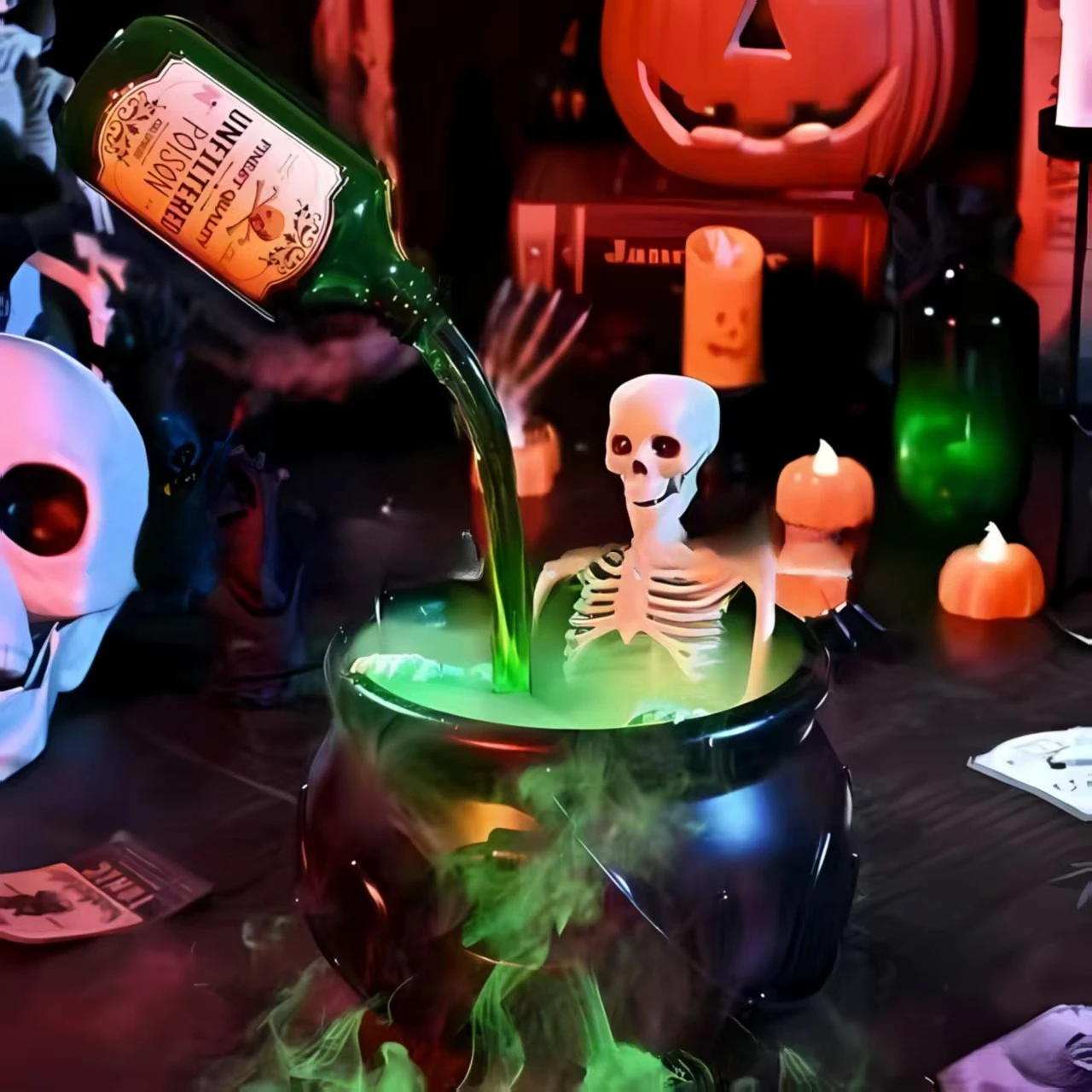 Halloween Decor Magic Floating Potion Bottle Black Bat Bucket with Diffuser Party Supplies