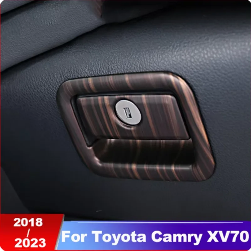 

ABS Plastic Stickers Car Co-pilot Copilot Storage Glove Box Handle Frame Cover For Toyota Camry 70 XV70 2018-2023 Accessories