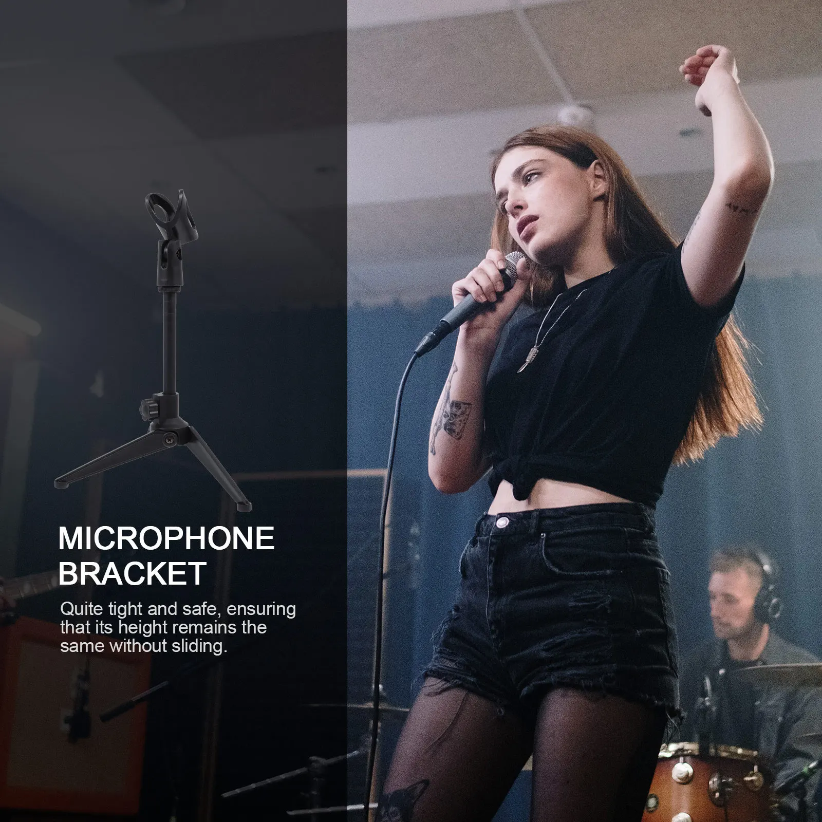 

1Pcs Versatile Microphone Stand Adjustable Desktop Mic Bracket for Home Stage Live Broadcast Black Microphone Stand