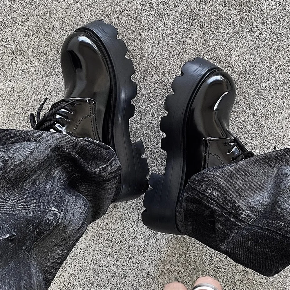 

Height Increasing 10cm Leather Shoes 2025 New Commuting Lightweight Couple Thick Sole Big Head Genuine Leather Derby Shoes