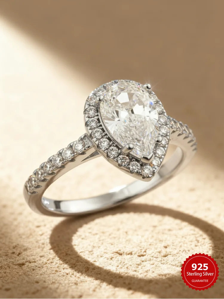 

925 Sterling Silver Simplicity Fashion Classic Water Drop Ring For Women Engagement Wedding Luxury High Quality Fine Jewelry