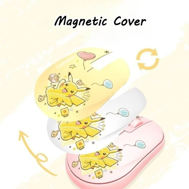 

Wireless Bluetooth Dual-Mode Mouse Pokemon Theme Cartoon Pikachu Mouse Compact Portable Silent Mouse for Mac Laptop Computer