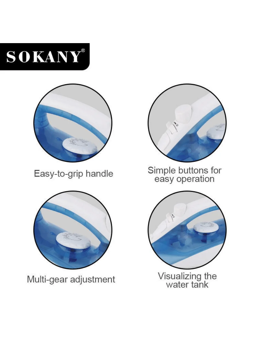Ferro a vapor portátil elétrico doméstico SOKANY-138A - versão de viagem com design de base de cerâmica, adequado para todos os tipos de roupas