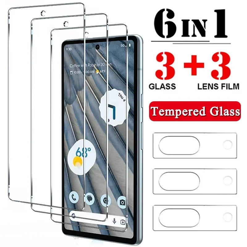 Tempered Glass for Google Pixel 8/8pro Clear Screen Protector Camera Lens Film for Google Pixel 6A/7A Hardness Glass Cover Film