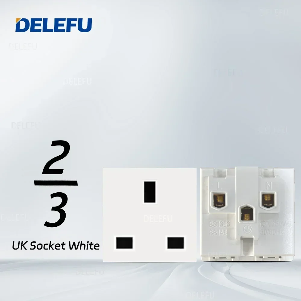 DELEFU English, Multi-functional Free Combination Computer USB Type C Wall Socket DIY White