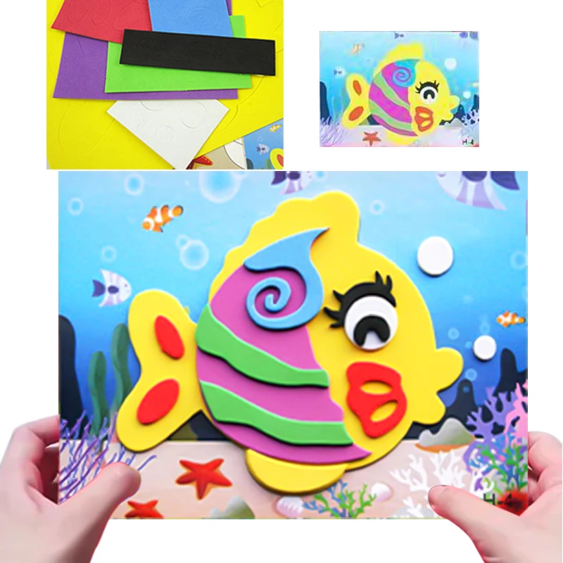 20PCS DIY 3D EVA Foam Stickers Creative Cartoon Animal Car Dinosaur Puzzle Games Early Education Toys Sticker Children Gifts