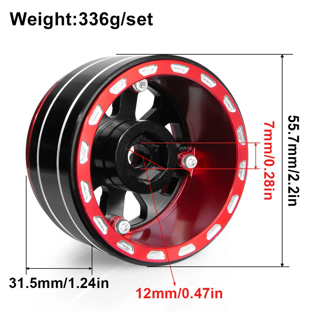 1.9 Inch Adjustable Negative Offset Beadlock Wheel Rims 1/10 RC Crawler Simulation Wheels Upgrade Parts for SCX10 II 90046 Traxx