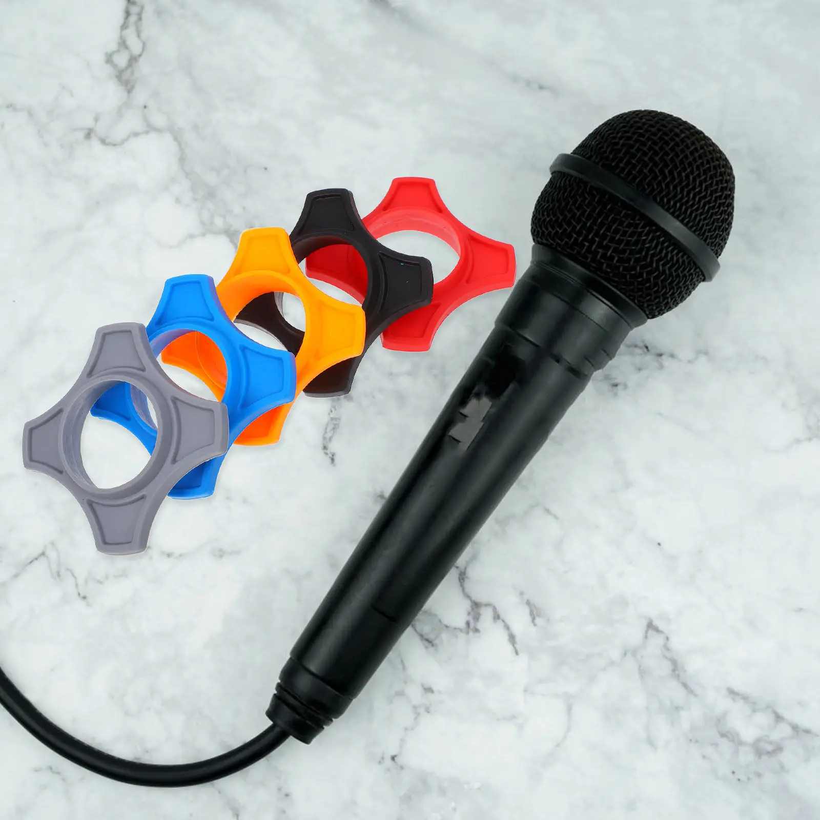 5Pcs Skidproof Silicone Anti Microphone Rings Hexagonal Holder for Normal Handheld Mic Covers Ktv Stage Conference News