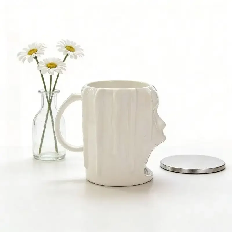 3D Face Ceramic Mug with Cookie Pocket – Creative Breakfast Coffee Cup for Unique Gift & Party Decor