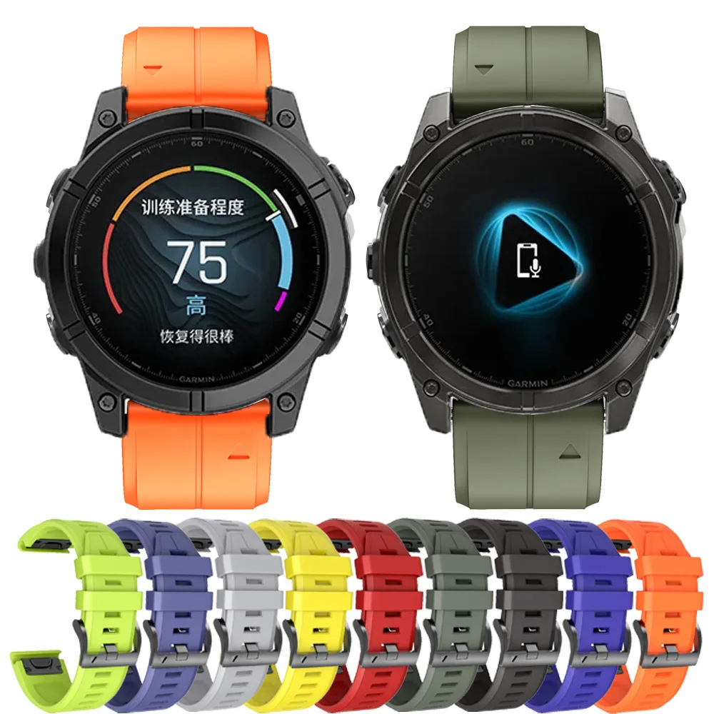 QuickFit 22 26mm Silicone Strap For Garmin Fenix 8 E 7X 7 6 6X 5 5XPro Solar/Epix/Forerunner 965/Instinct 2X/Enduro 3 Wristband