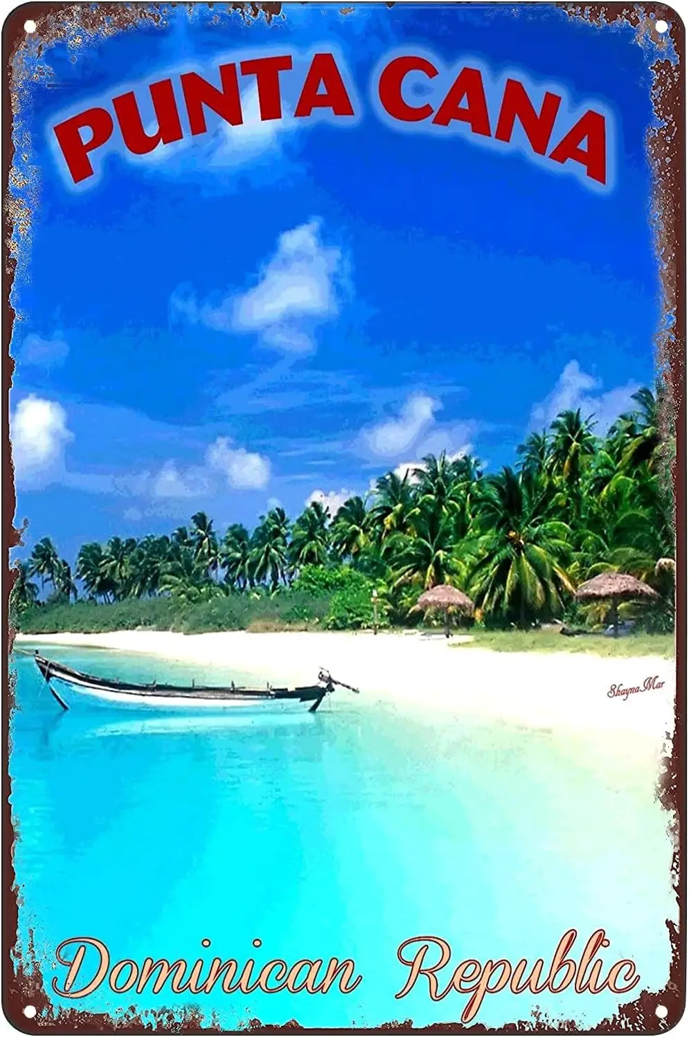 Punta Cana Dominican Republic Metal Tin Sign Caribbean Beach Travel Poster Wall Art Decor Plaque for Home Bar Club Hotel Living