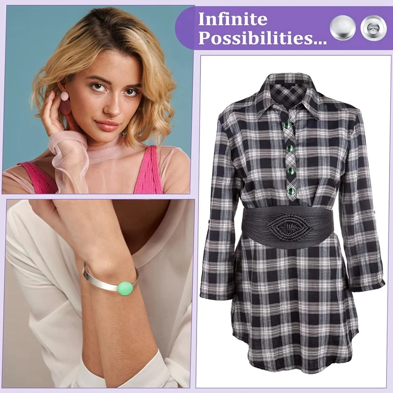 

Набор из 100 пуговинок с инструментами для самостоятельной обтяжки, тканевые пуговицы для рукоделия, прочные, 0,59 дюйма