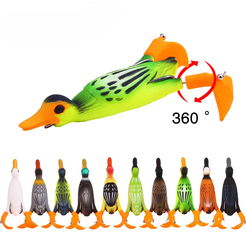 1Pcs Propeller flipper duck Fishing Lure Ducking Fishing Frog Lure 9.5cm 11.2g Artificial Bait Duckling 3D Eyes Day Baits Bass