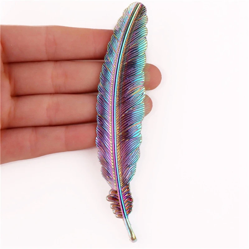 2pcs/Lot Fashion Rainbow Color Feather Leaves Charms Zinc Alloy Pendant For Earrings Bracelet Jewelry Making Diy Accessories