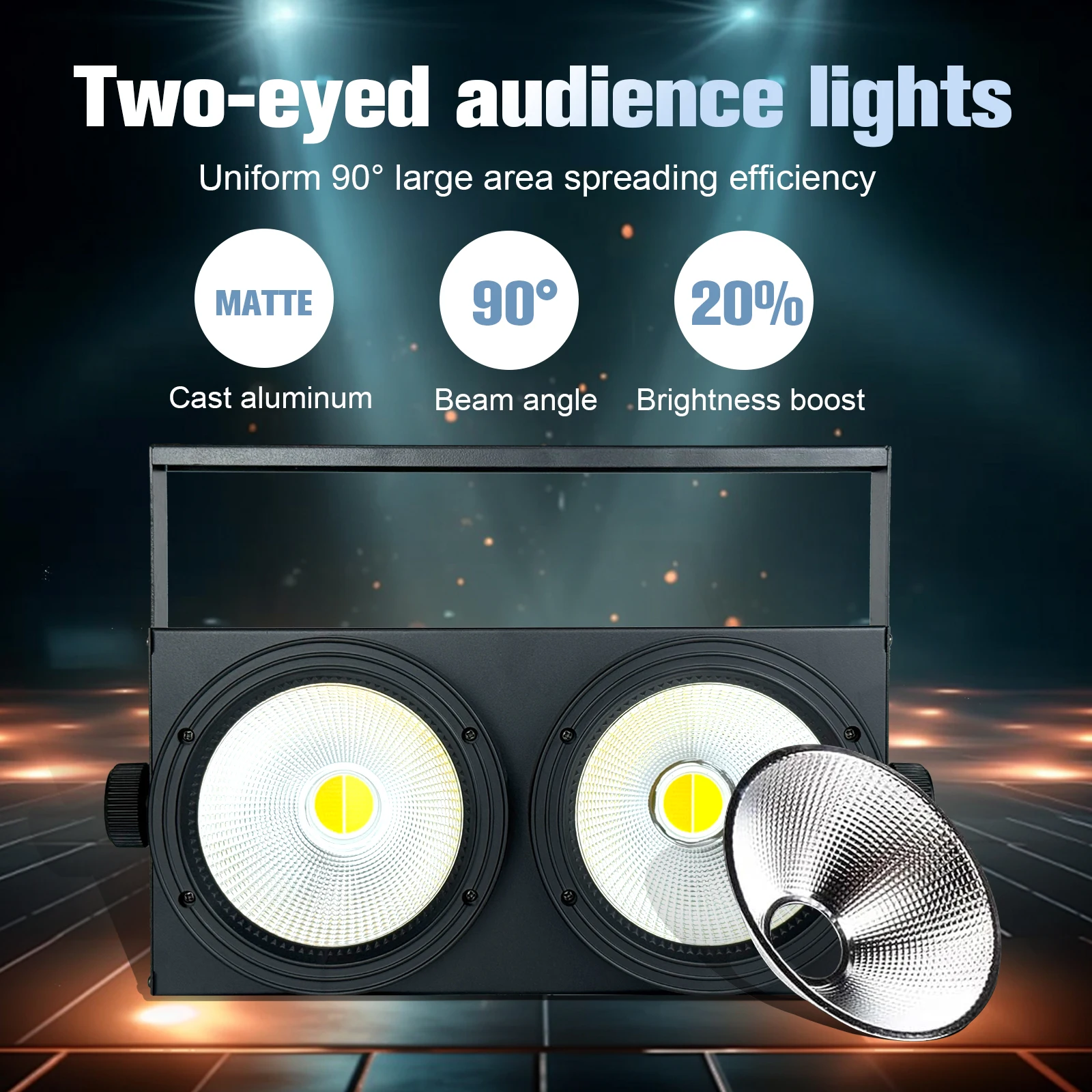 2light 2 Eyes LED COB Blinder Light Cold White/Warm White 2in1 LED Control  2x100W Audience Stage Light Dmx512 ShowParty weddig