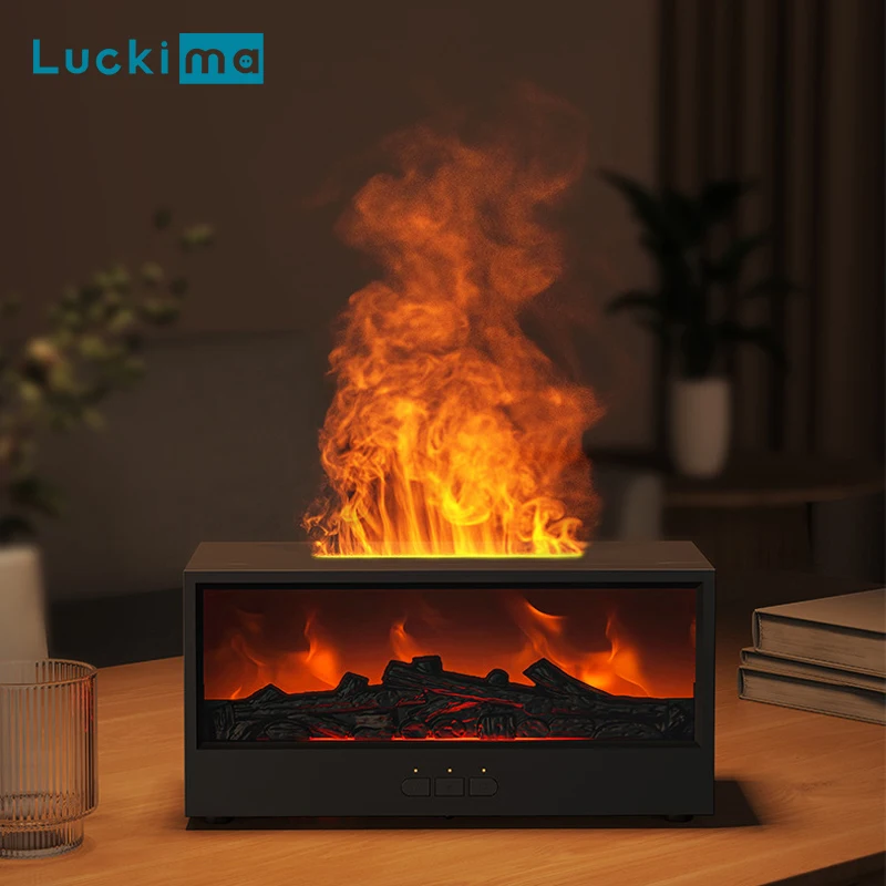 Essential Oil Diffuser 7 Colors Fireplace Flame Aroma Diffuser USB Air Humidifier with Remote Control for Bedroom Home Office