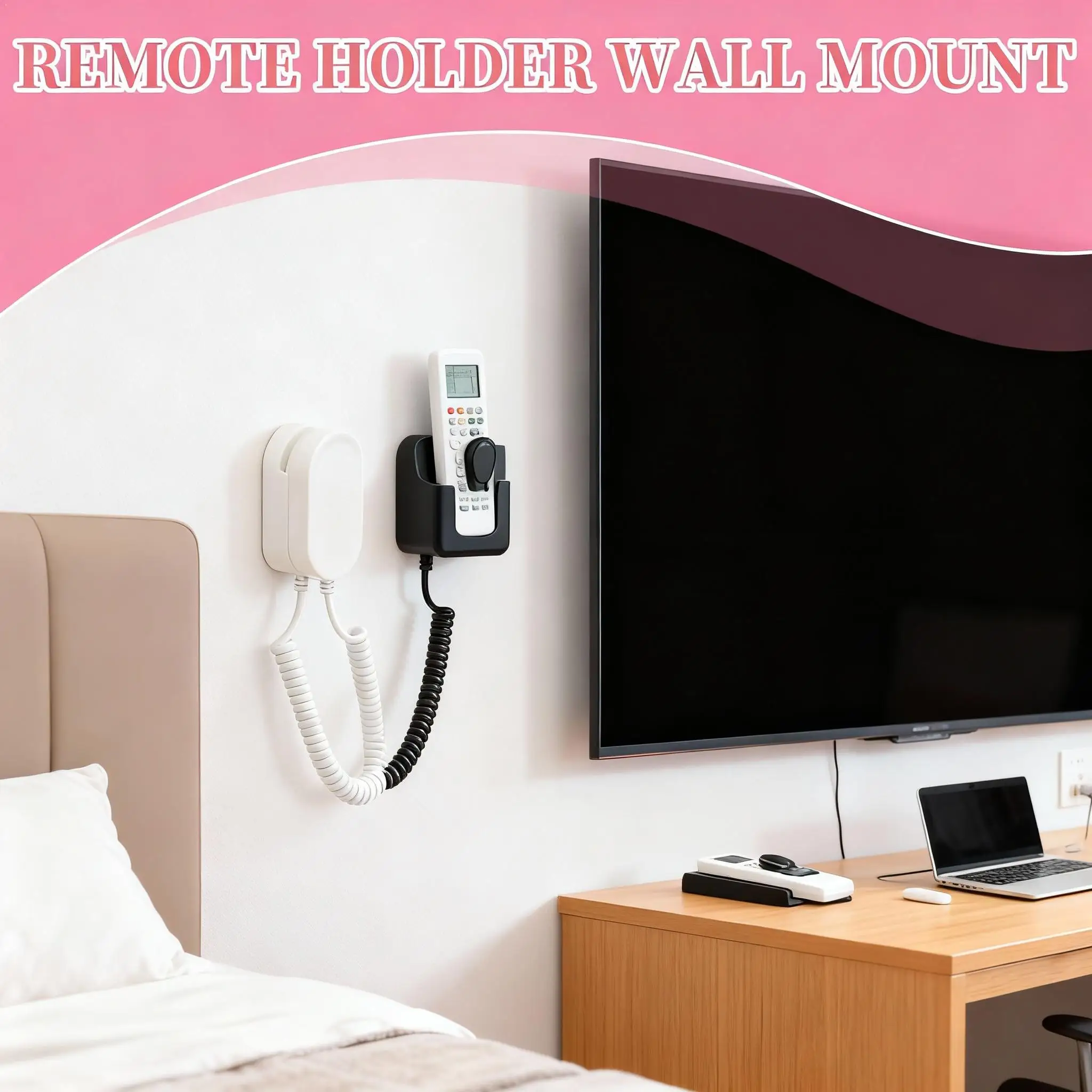 

Держатель для дистанционного управления, настенное крепление, выдвижной пружинный тросовый замок с подставкой для дистанционного управления, эластичный поводок для предотвращения