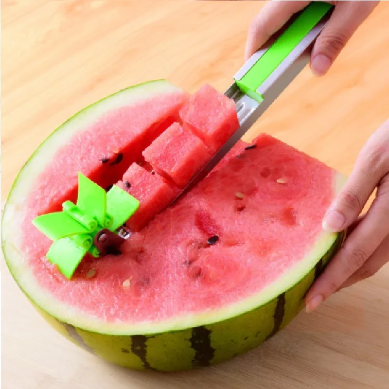 Watermelon Cutter Stainless Steel Windmill Design Cut Watermelon Kitchen Gadgets Salad Fruit Slicer Cutter Tool RYDDW01