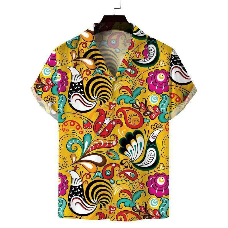 

Lion Birds Hawaiian Shirt Men Women Summer Beach Vacation Short Sleeve Tops Street Button T Shirts 3d Print Animal Lapel Blouse