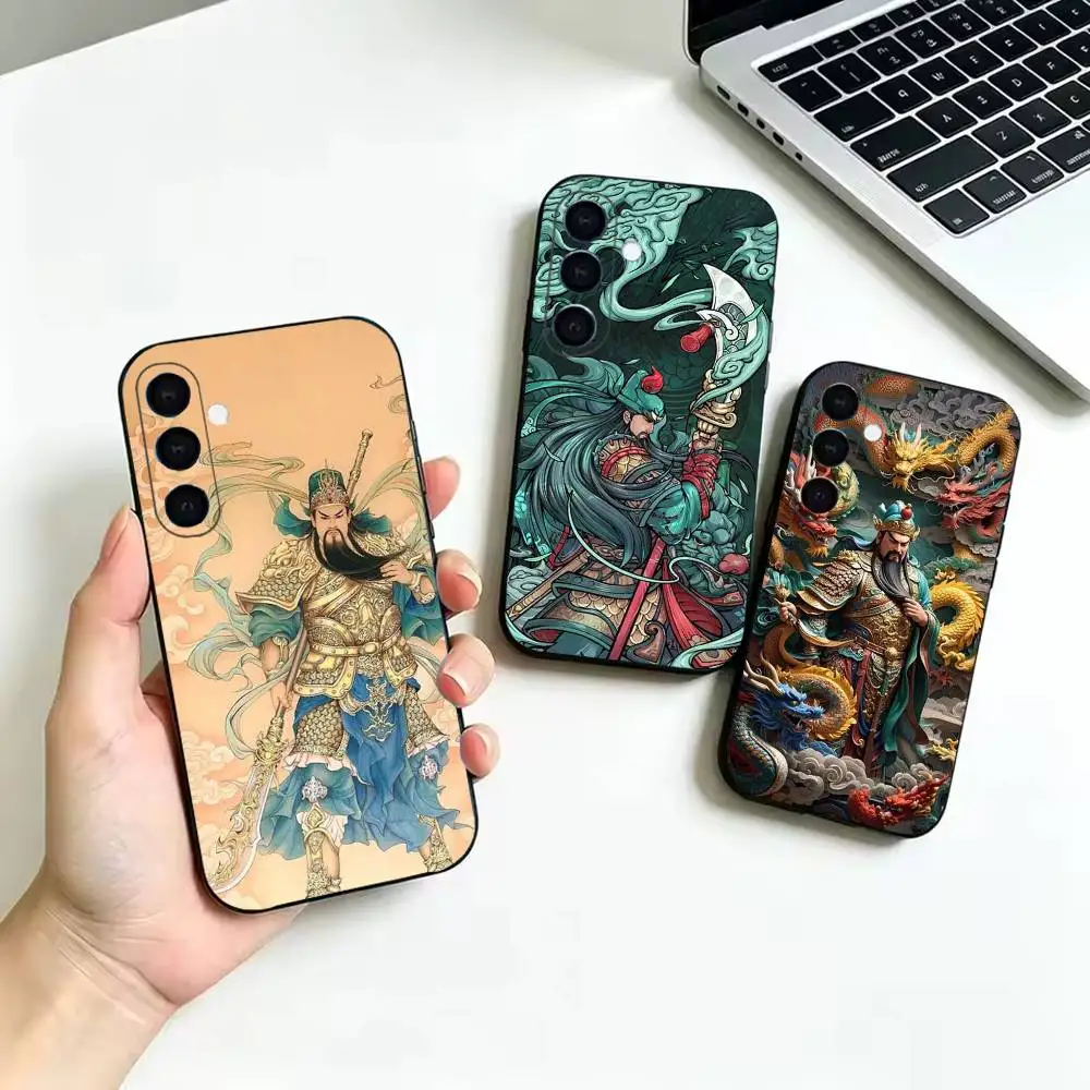 The God of Wealth Guan Yu Phone Case For Samsung Galaxy A52 42 32 22 12 02S 72 73 51 41 31 21S 71 30S  Shockproof, Black Cover