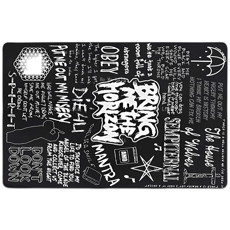 Retro Unique Rock Band Music Lyrics Stone Sour Carpet Non-Slip Flannel Mat