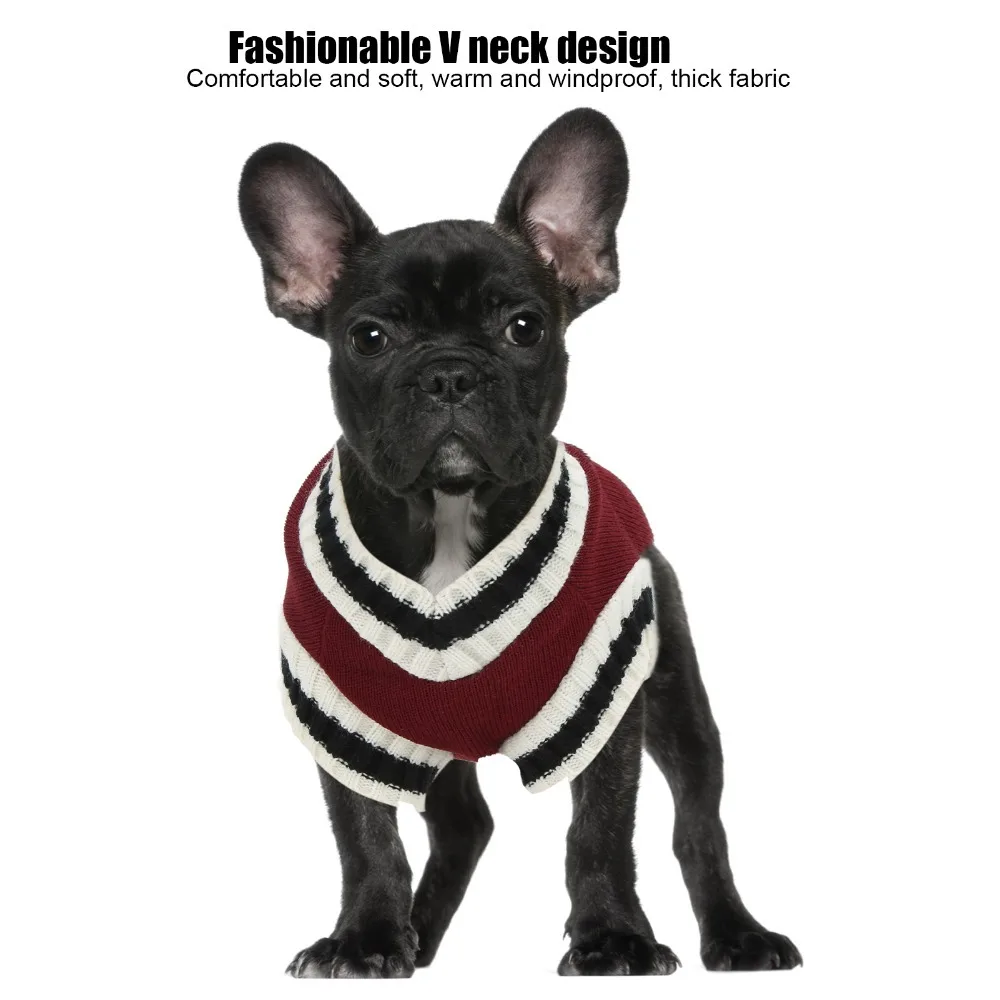 Red Pet Knitwear Three Dimensional Tailoring Thick Fabric Pet Sweater Knitting And Flocking Material V-Neck Dog Knitted Vest Dog