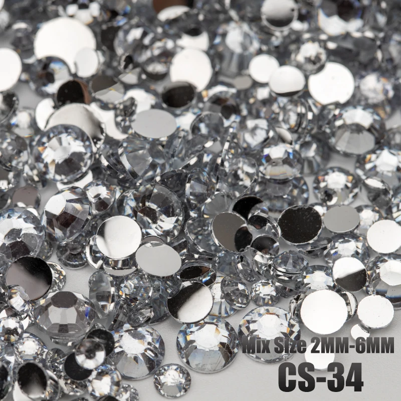 VDD 30/100g Gemischte Größen 2-6mm Harz-Strass-Kristall-Flachsteine aus Kunststoff Großhandel DIY Nagelzubehör Kunsthandwerk Dekoration – Detail 38
