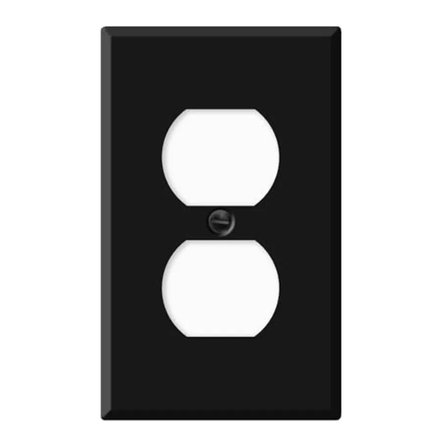 

Black Duplex Receptacle Metal Wall Plate, Black Outlet Cover, -Gang Standard Size, 4.0" x.76", Matte Black Light Switch Covers,