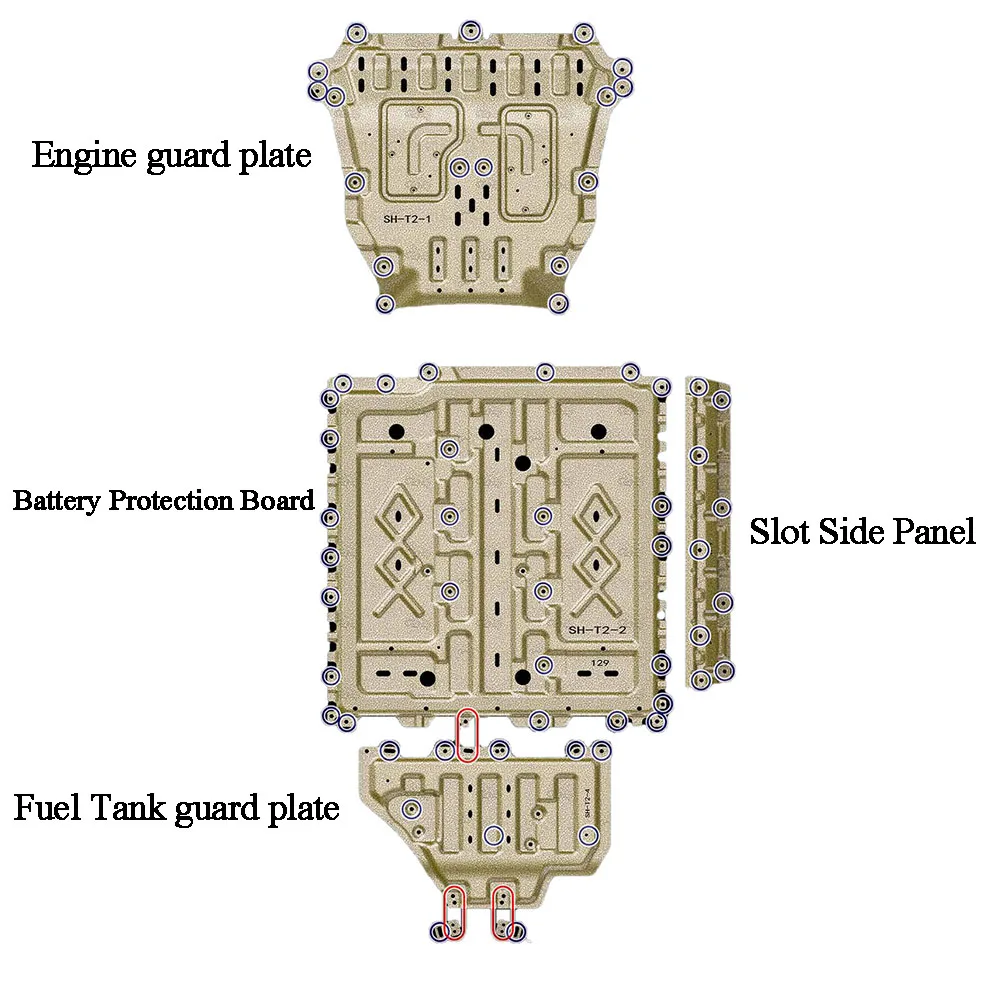 ل JETOUR SHANHAI T2 2024-2025 129 كجم الجبهة تحت غطاء المحرك لوحة حماية لوحة التزلج محرك السيارة لوحة حماية واقيات الطين #5