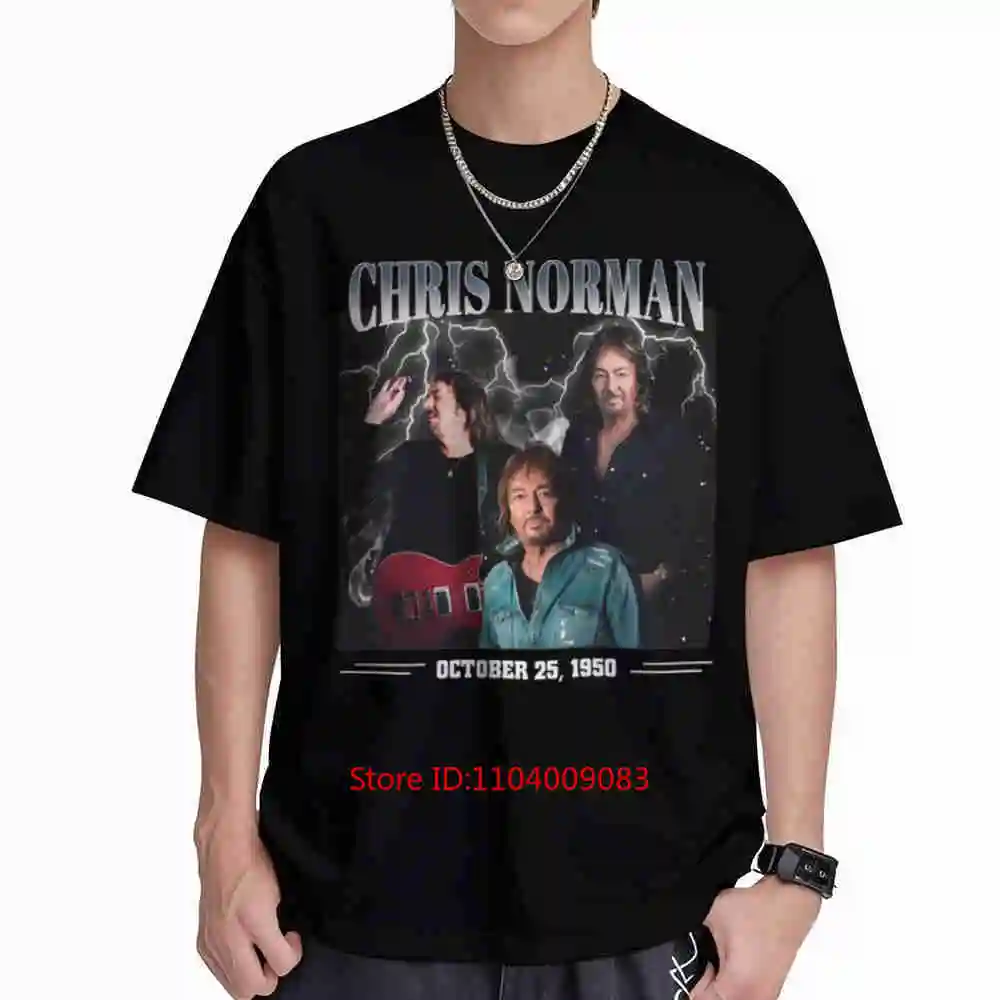 Chris Norman Breathable Crew Neck Brand Logo Short Sleeve Tee 100% Cotton T-Shirt