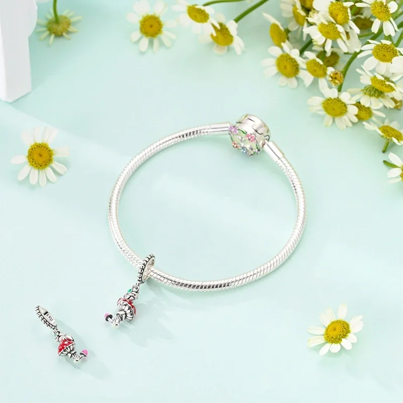 

Оригинальные подвески из стерлингового серебра 925 пробы с лягушкой и красными грибами, подходят для браслетов Plata 925, для женщин, изготовление ювелирных изделий, изысканные подарки