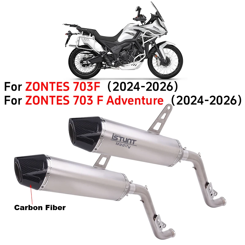 

Slip On For ZONTES 703F 703 F Adventure 2024 2025 2026 Motorcycle Exhaust System Escape Middle Mid Link Pipe With Muffler Moto