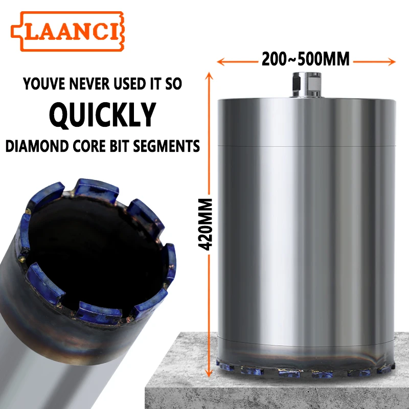 LAANCI 1 1/4UNC M22 T32 Diamond Core Drill Bit 200-500mm 420mm for Reinforced Concrete Hole Drilling Extension