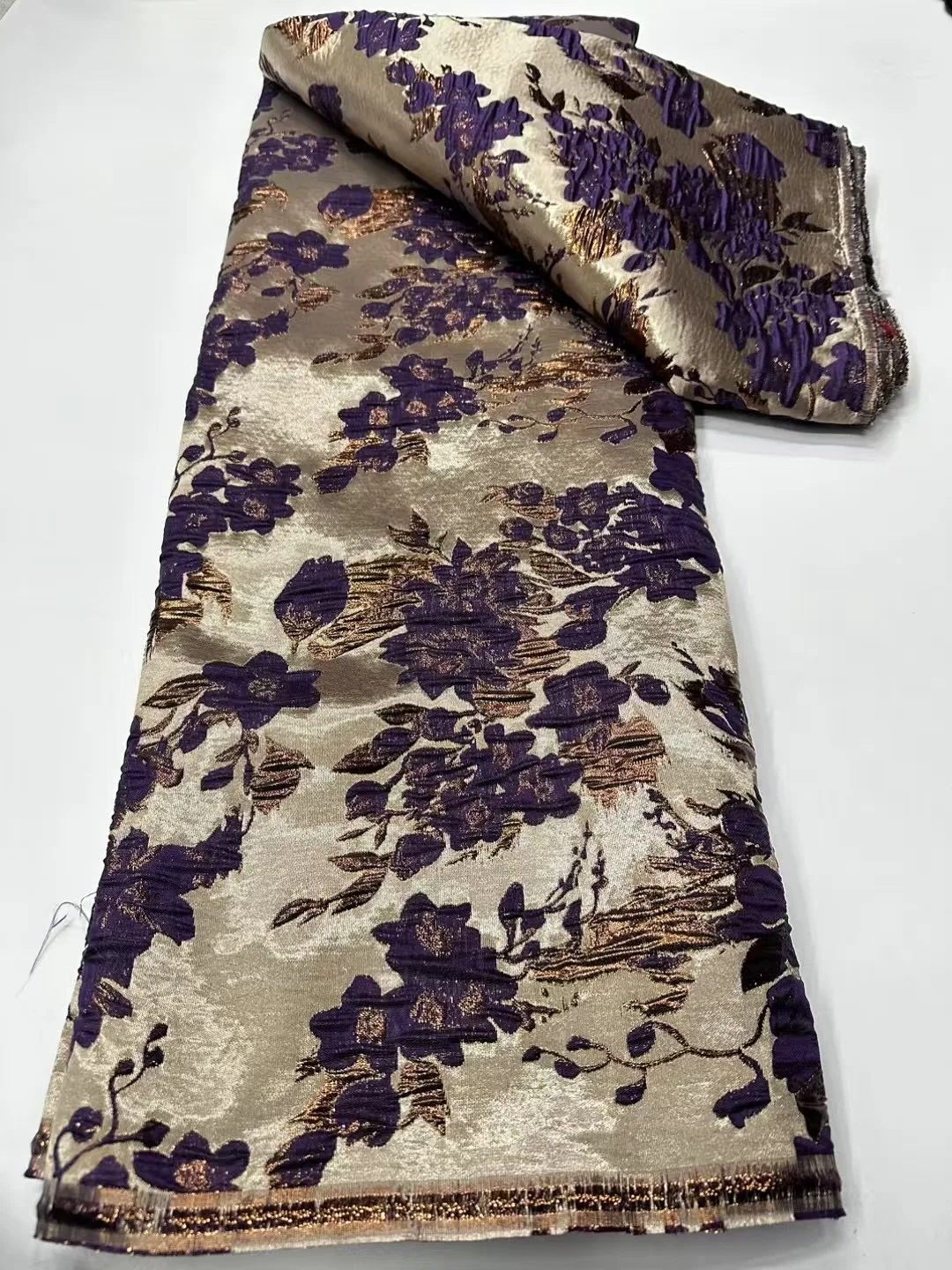 

African Brocade Lace Fabric 2025 High Quality Nigerian Jacquard French Demask Lace for Sewing Women Party Dresses HCW6298